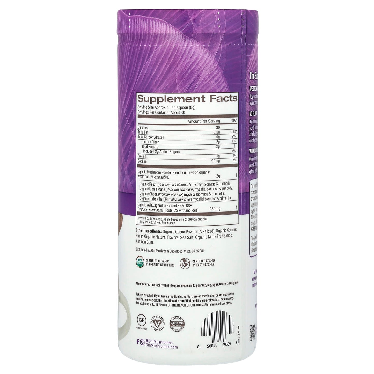 Om Mushrooms, Superfood Mushroom Blend, Hot Chocolate, 8.47 oz (240 g) - Image 2