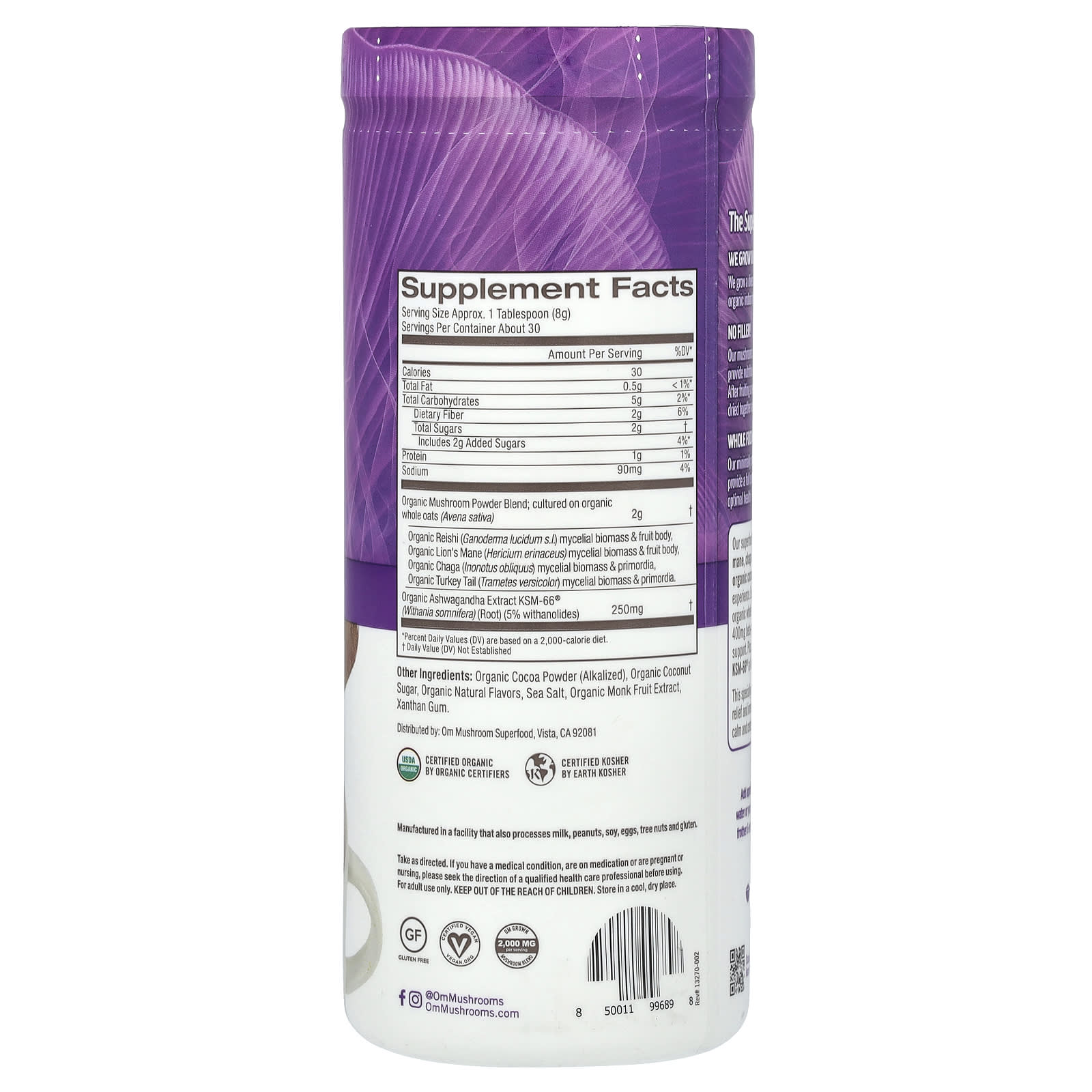 Om Mushrooms, Superfood Mushroom Blend, Hot Chocolate, 8.47 oz (240 g) - Image 2