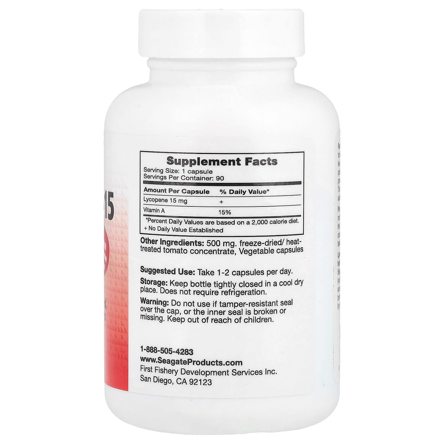 Seagate, Lycopene-15, 15 mg, 90 V Capsules - Image 2