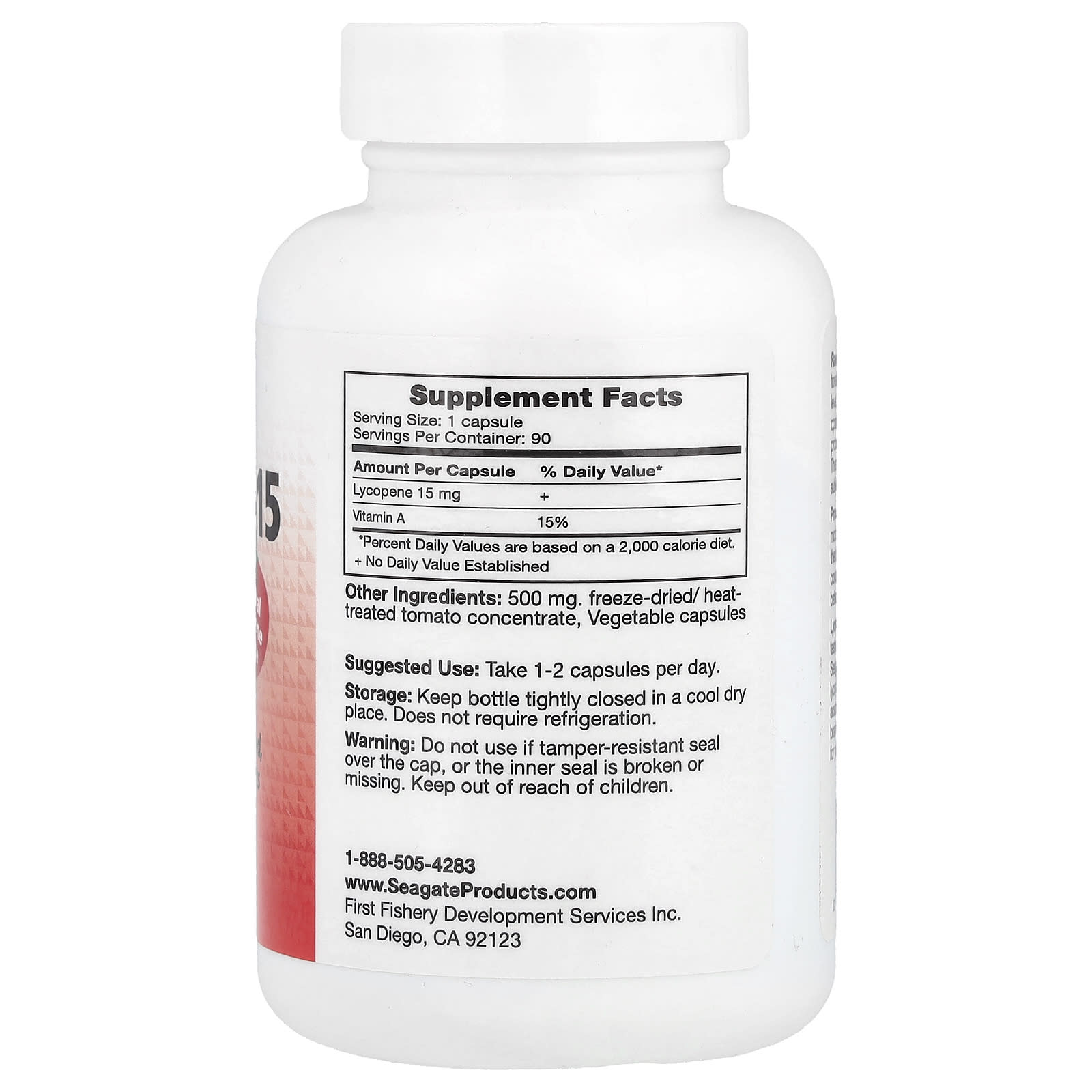 Seagate, Lycopene-15, 15 mg, 90 V Capsules - Image 2