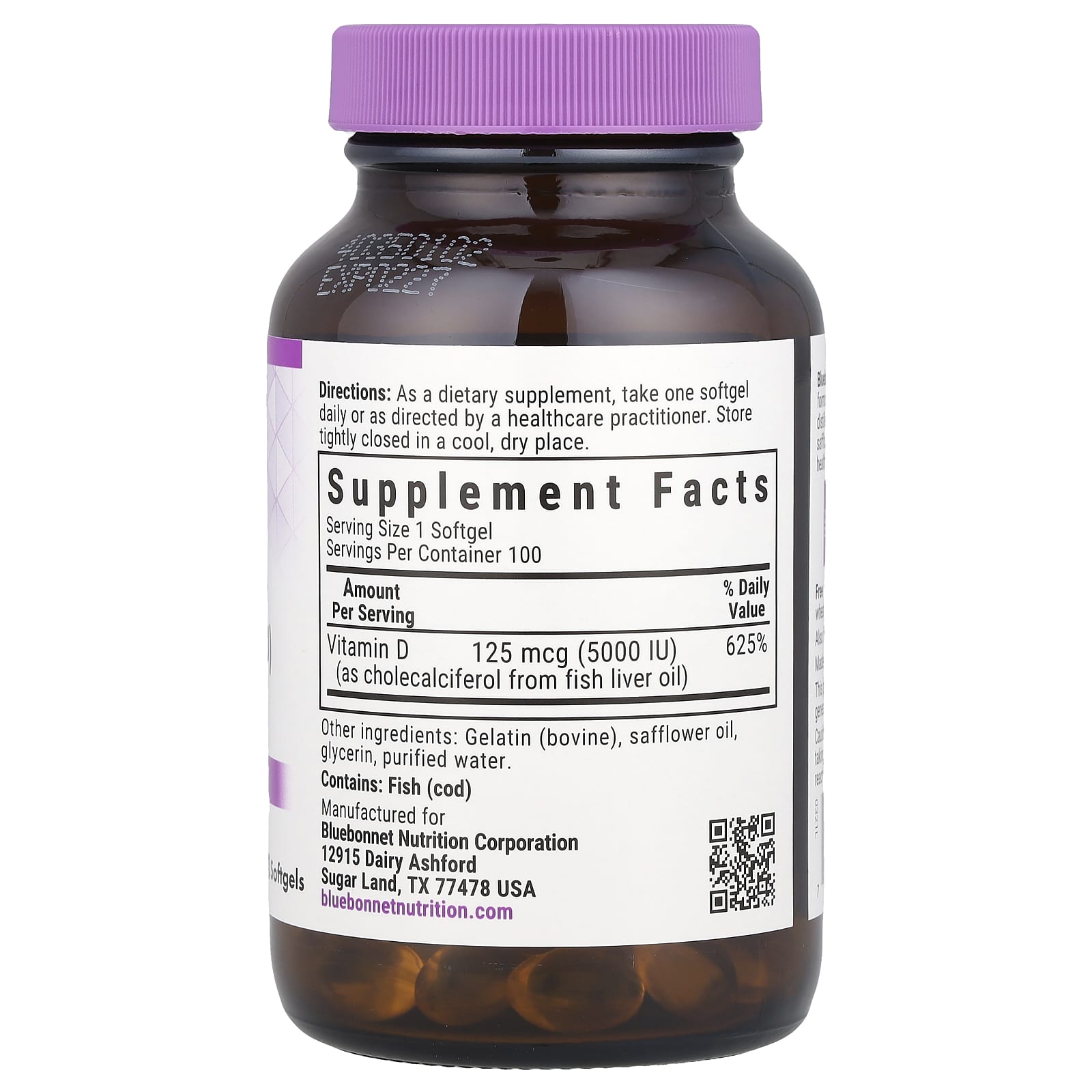 Bluebonnet Vitamin D3, 125 mcg, 5000 IU, Gluten-Free Softgels - Image 2