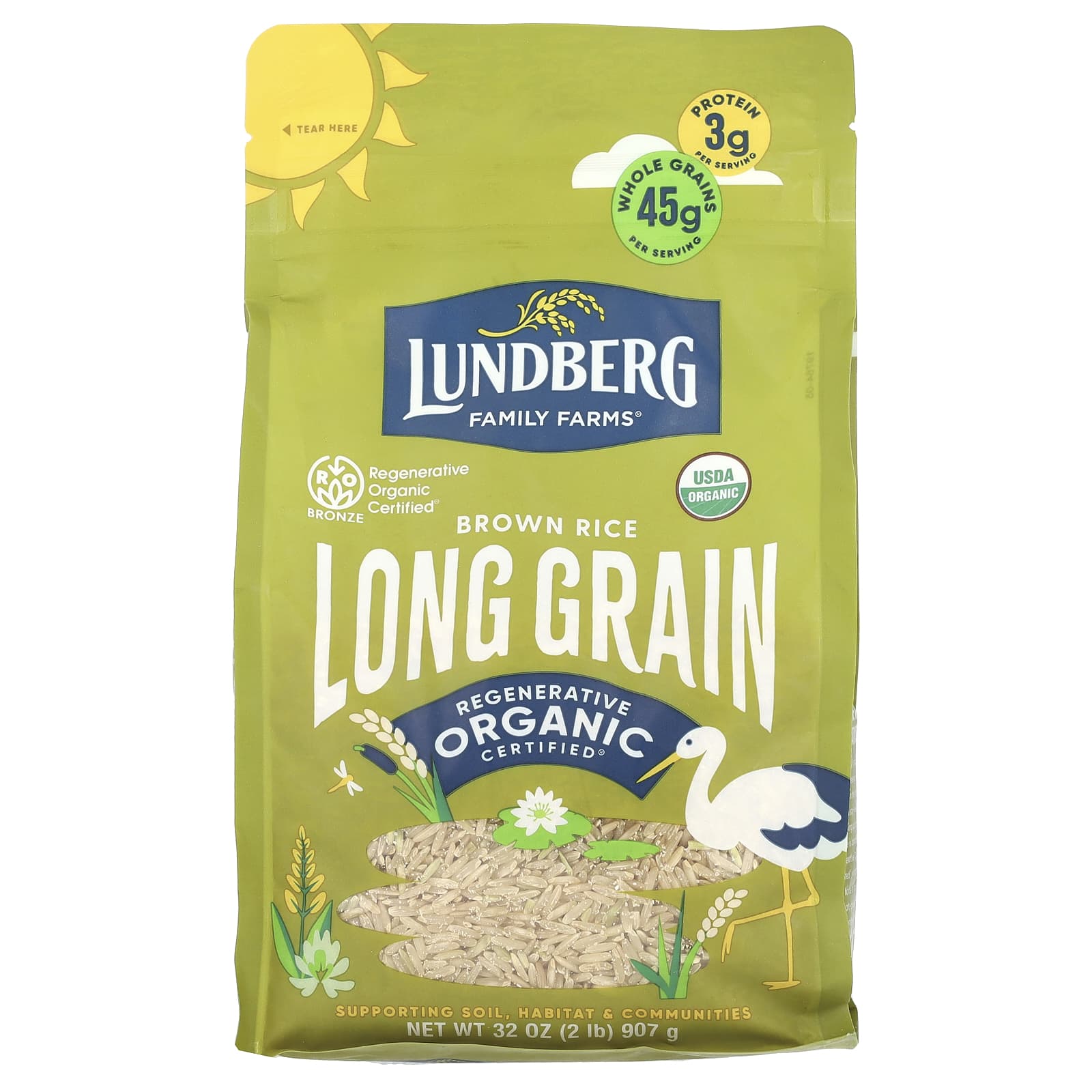 Lundberg, Organic Brown Rice, Long Grain, 32 oz (907 g) - Image 1