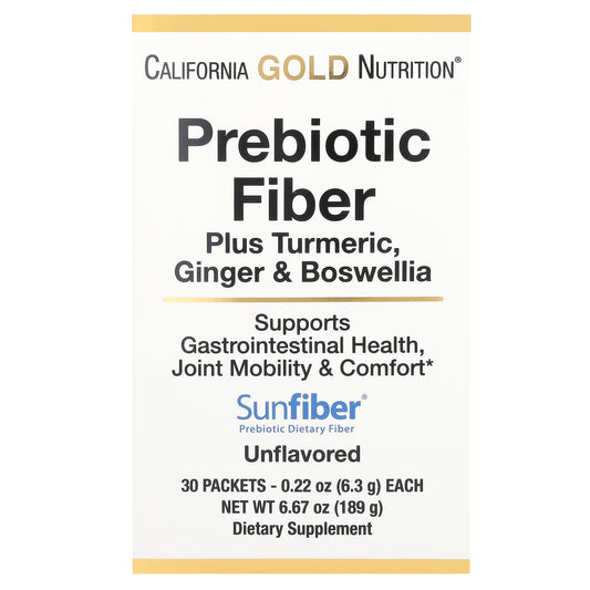 California Gold Nutrition - Prebiotic Fiber Plus Turmeric & Ginger Supplement, 30 Packets - Image 1