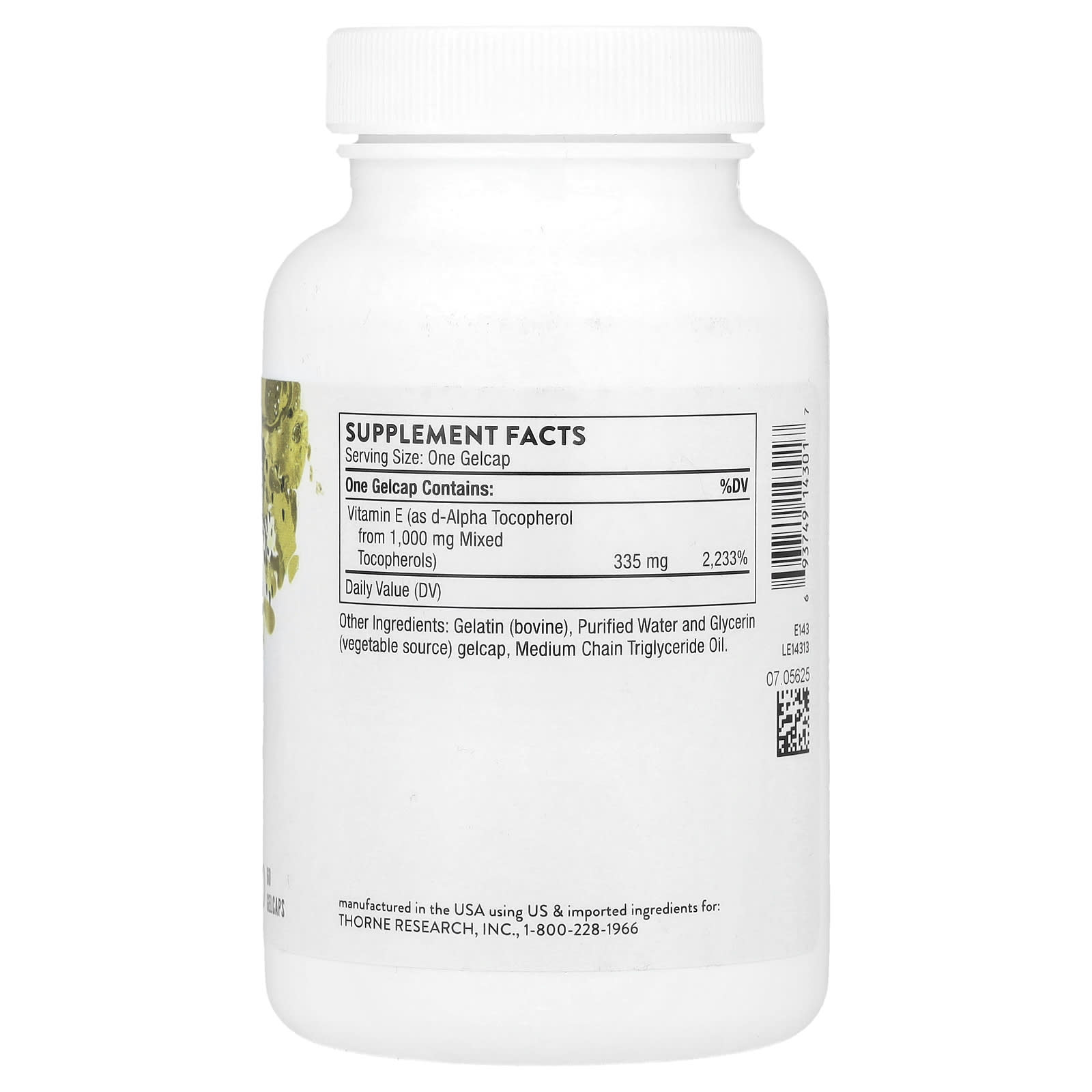 Thorne, Ultimate-E®, 60 Gelcaps (335 mg per Gelcap) - Image 2