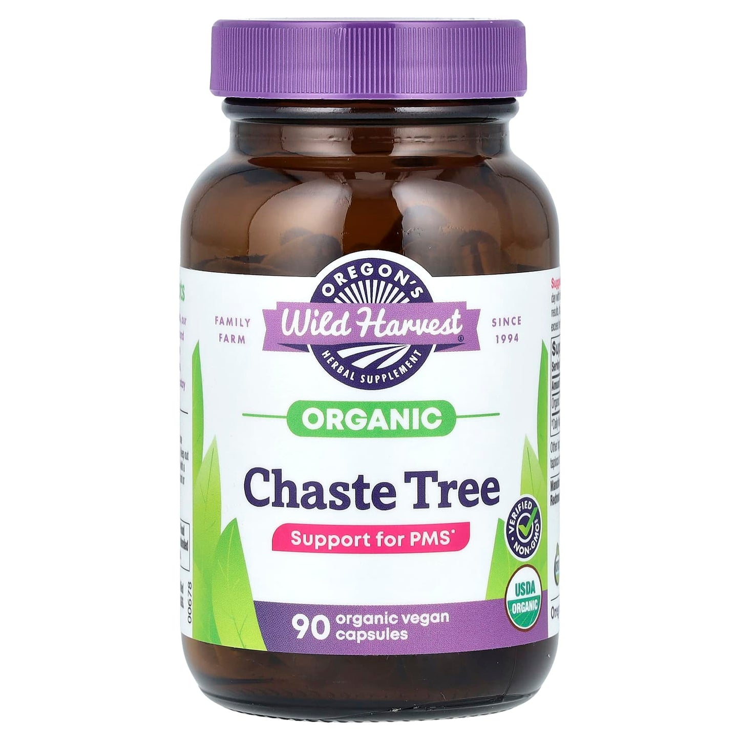 Oregon's Wild Harvest, Organic Chaste Tree, 90 Vegan Capsules (440 mg per Capsule) - Image 1