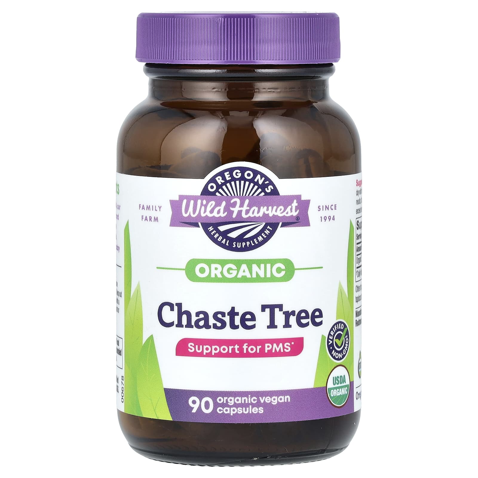 Oregon's Wild Harvest, Organic Chaste Tree, 90 Vegan Capsules (440 mg per Capsule) - Image 1
