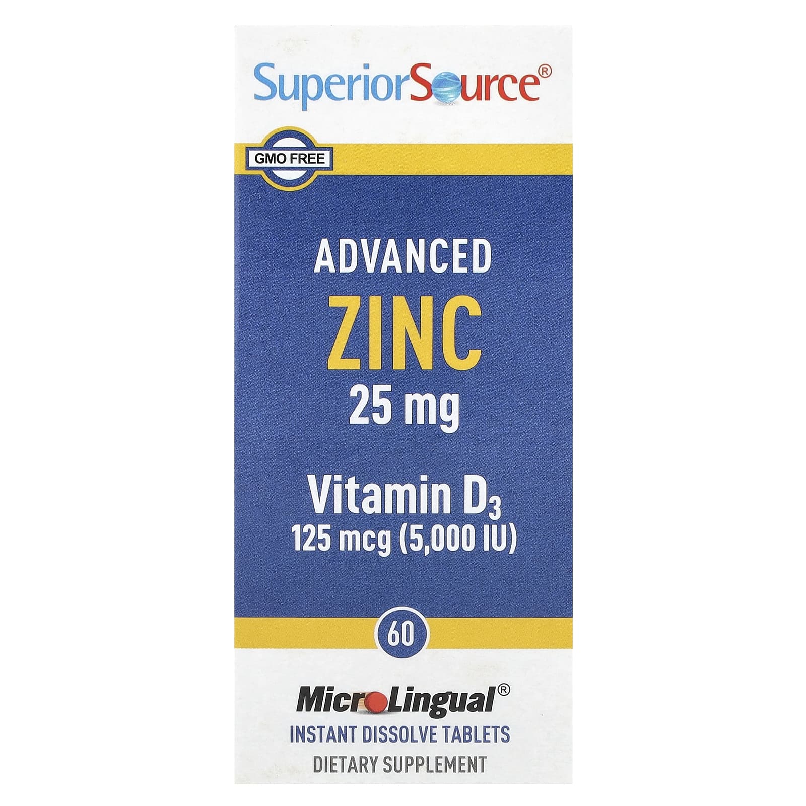 Superior Source, Advanced Zinc, Vitamin D3, 60 MicroLingual® Instant Dissolve Tablets - Image 1