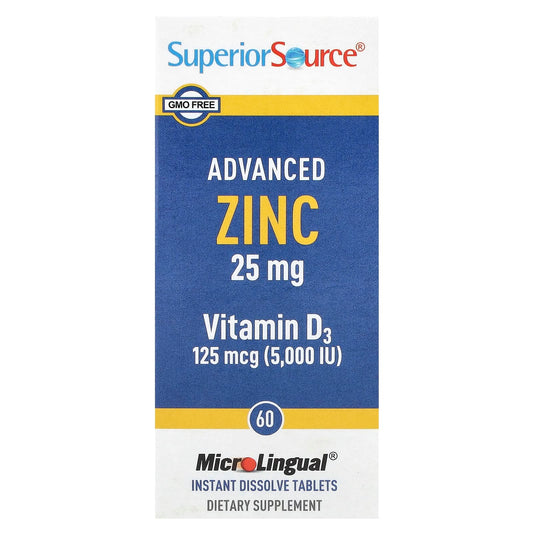 Superior Source, Advanced Zinc, Vitamin D3, 60 MicroLingual® Instant Dissolve Tablets - Image 1