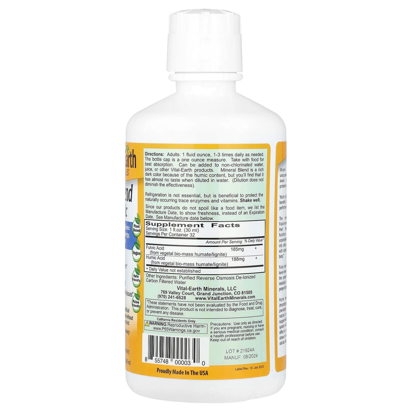 Vital Earth Minerals, Mineral Blend Fulvic-Humic, 32 fl oz (946 ml) - Image 2