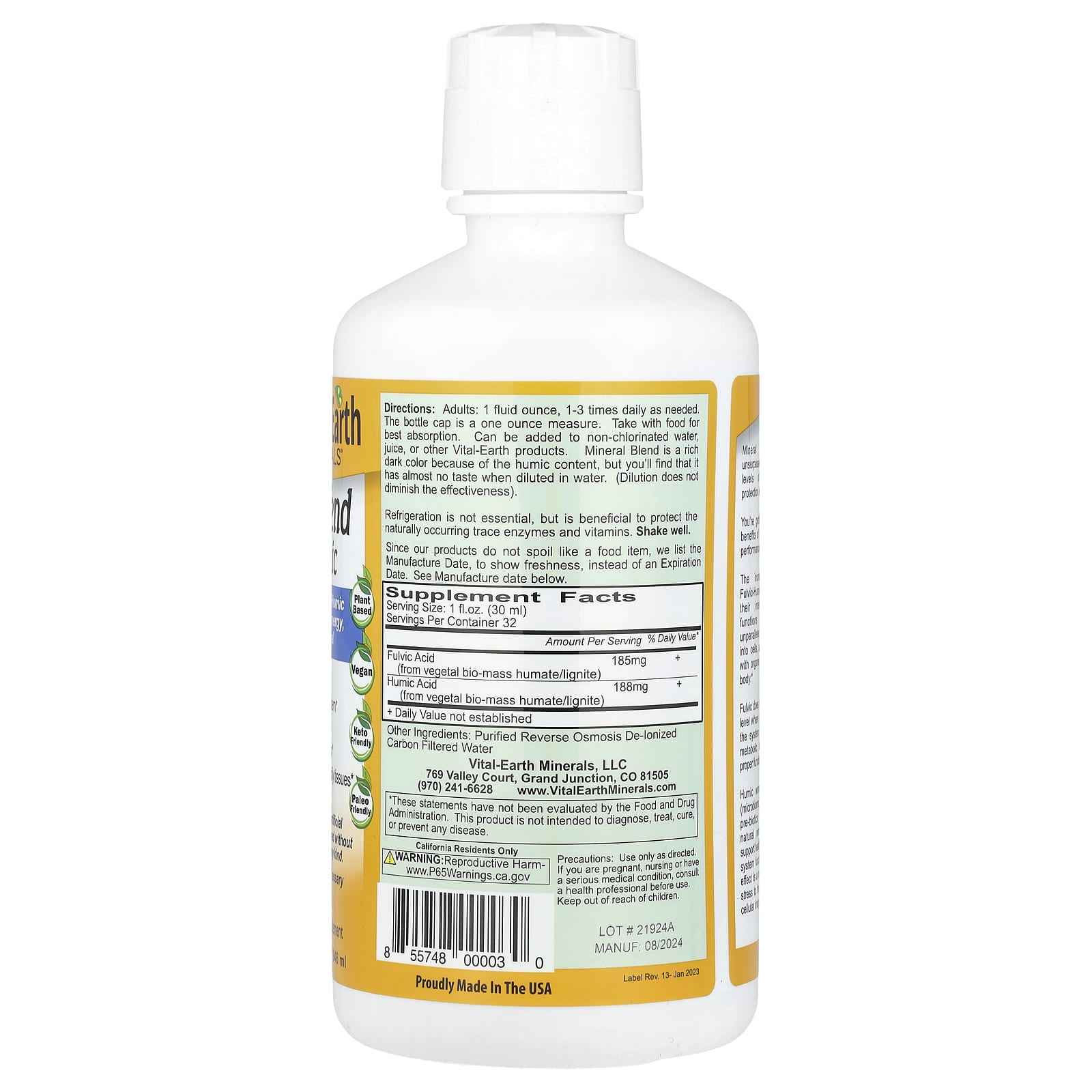 Vital Earth Minerals, Mineral Blend Fulvic-Humic, 32 fl oz (946 ml) - Image 2