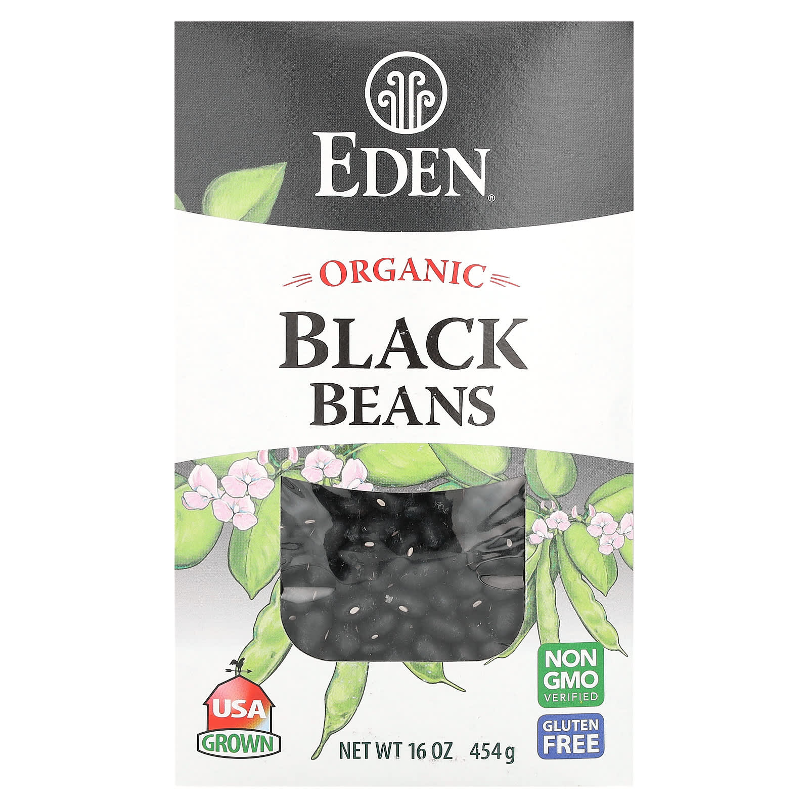 US Organic Black Beans, 16 oz (454 g) - Non GMO, Gluten Free - Image 1