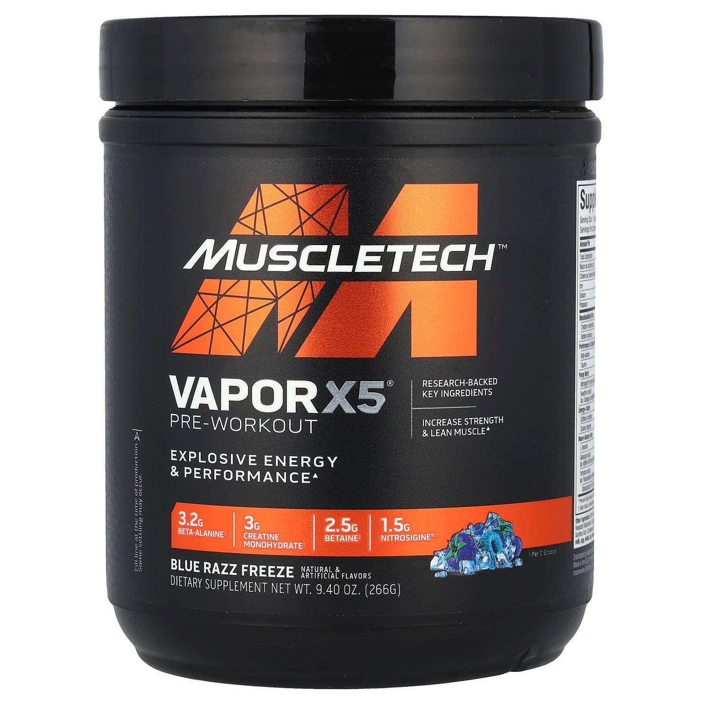 MuscleTech, VaporX5®, Pre-Workout, Blue Razz Freeze, 9.4 oz (266 g) - Image 1