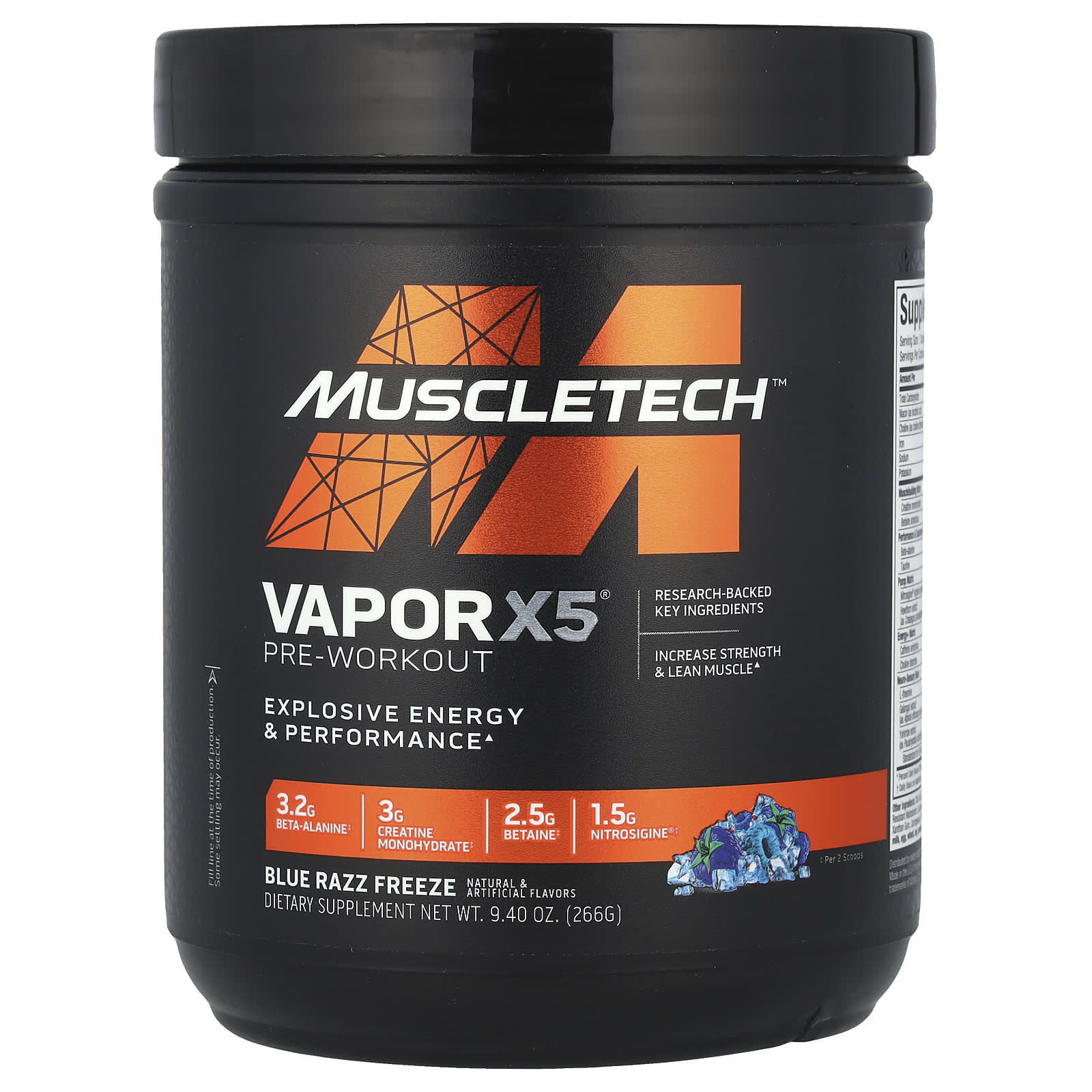 MuscleTech, VaporX5®, Pre-Workout, Blue Razz Freeze, 9.4 oz (266 g) - Image 1
