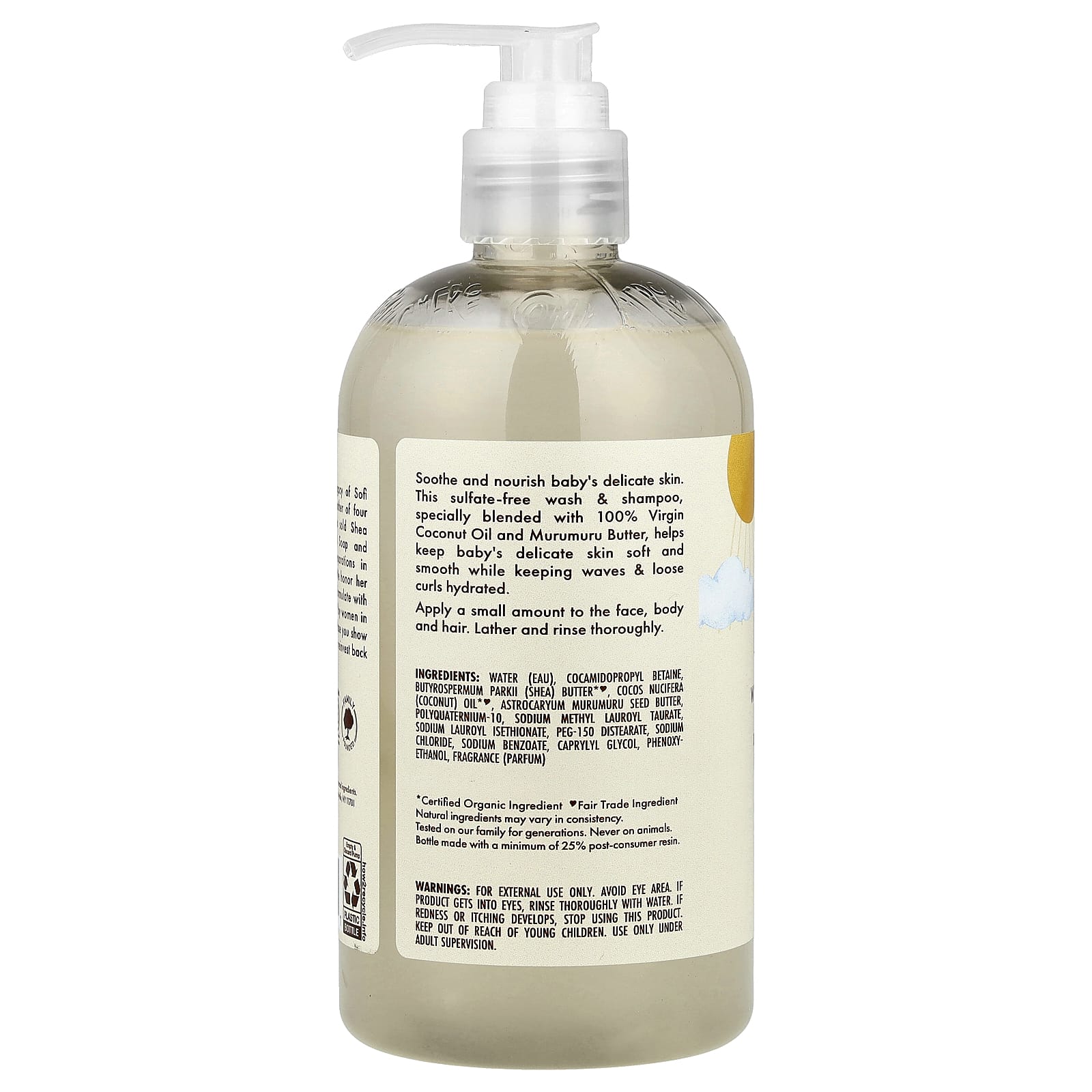 SheaMoisture, Baby Wash & Shampoo, 100% Virgin Coconut Oil, 13 fl oz (384 ml) - Image 2