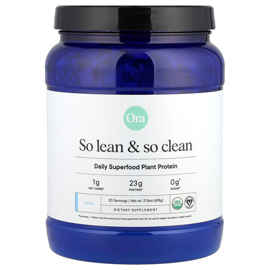 Ora, So Lean & So Clean, Daily Superfood Plant Protein, Vanilla, 21.8 oz (618 g) - Image 1