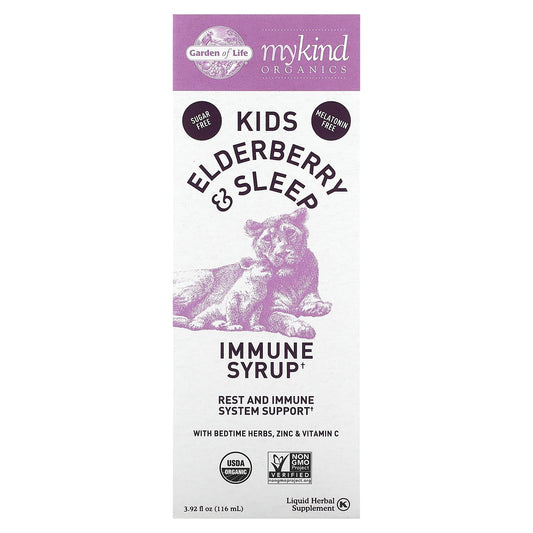 Garden of Life Kids Elderberry & Sleep Immune Syrup, USDA Organic, Non-GMO, 3.92 fl oz - Image 1