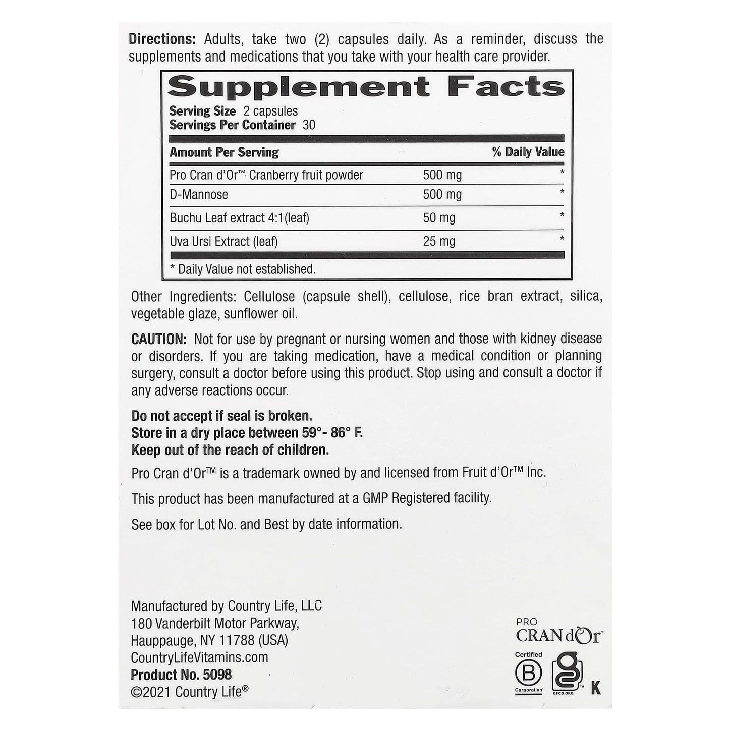 <strong>Urinary Tract Support</strong> with Pro Cran d'Or - 60 Vegan Capsules - Image 2