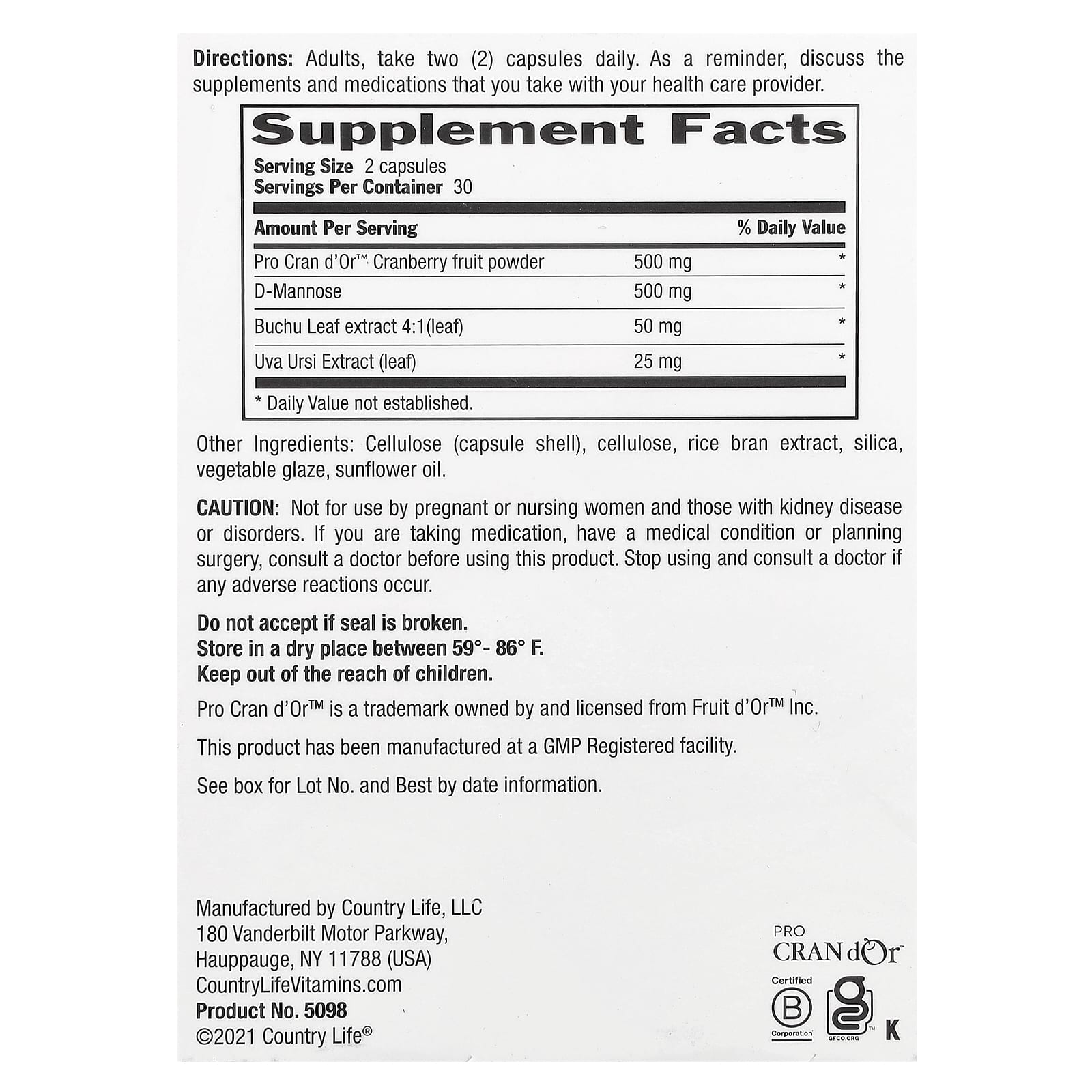 <strong>Urinary Tract Support</strong> with Pro Cran d'Or - 60 Vegan Capsules - Image 2