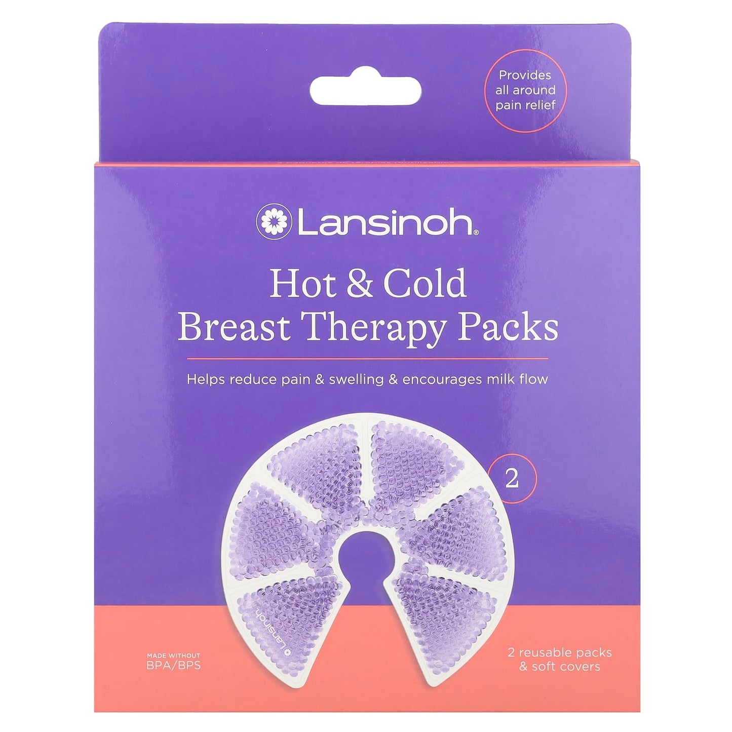 Lansinoh, Hot & Cold Breast Therapy Packs , 2 Reusable Packs and Soft Covers - Image 1