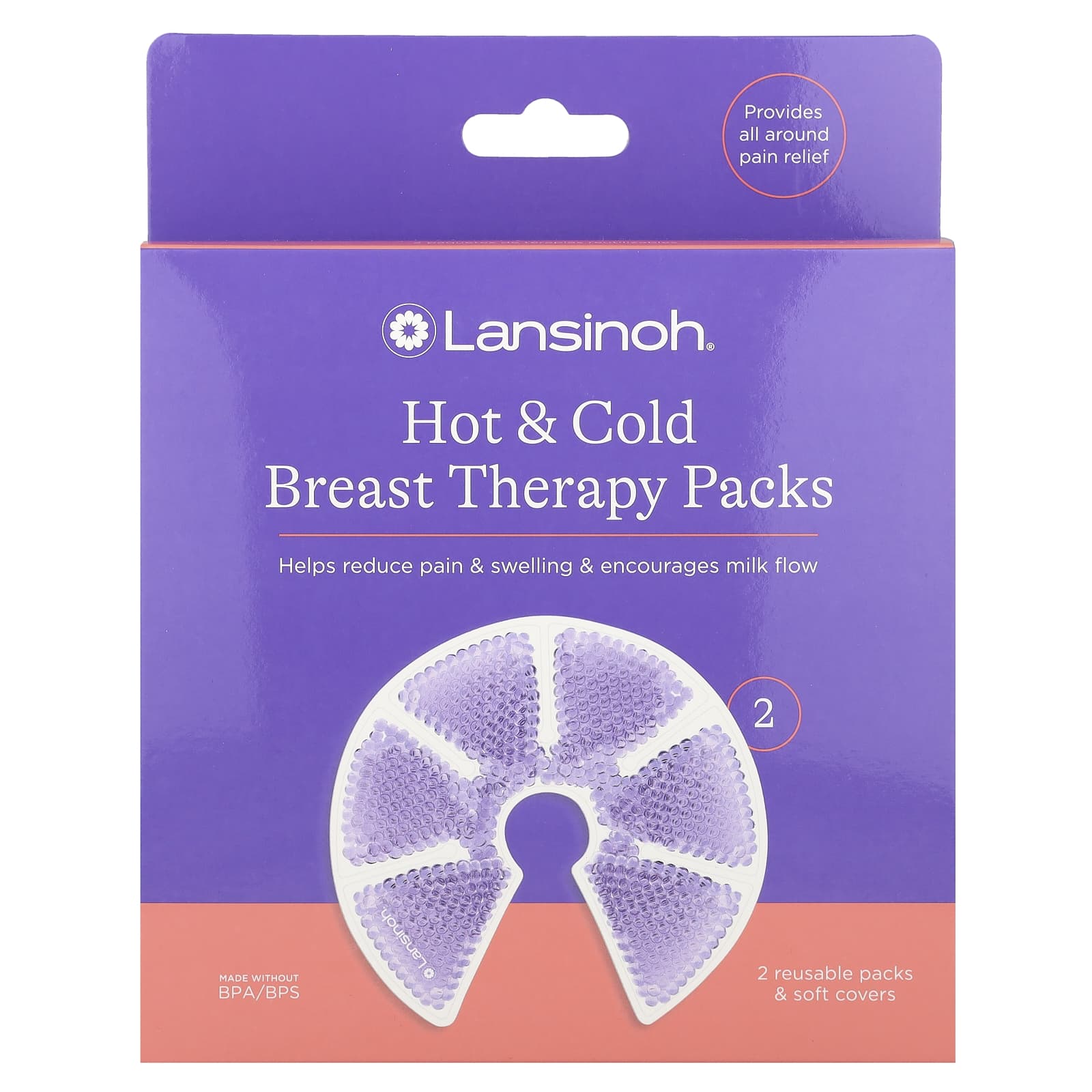 Lansinoh, Hot & Cold Breast Therapy Packs , 2 Reusable Packs and Soft Covers - Image 1