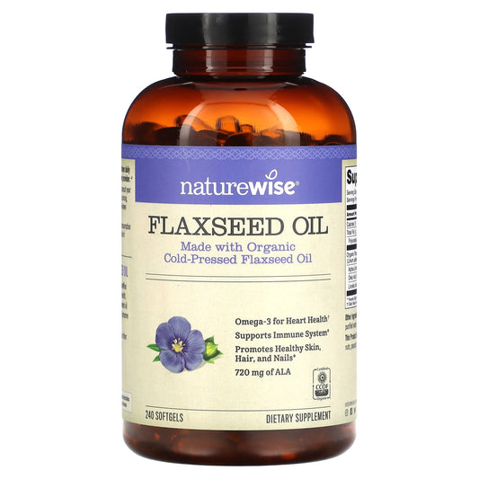 NatureWise, Flaxseed Oil, 240 Softgels - Image 1