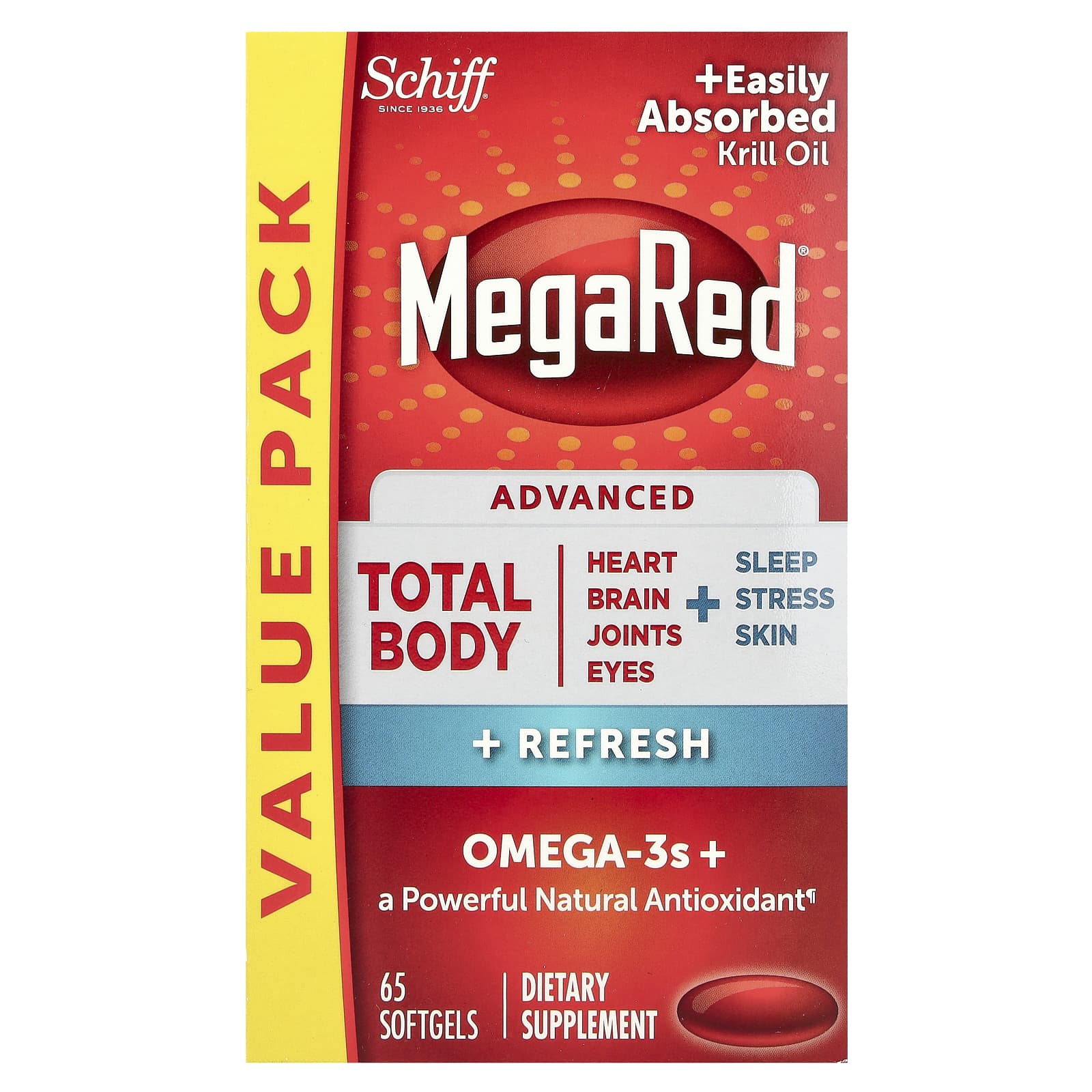 Schiff, MegaRed®, Advanced Total Body + Refresh,  65 Softgels - Image 1