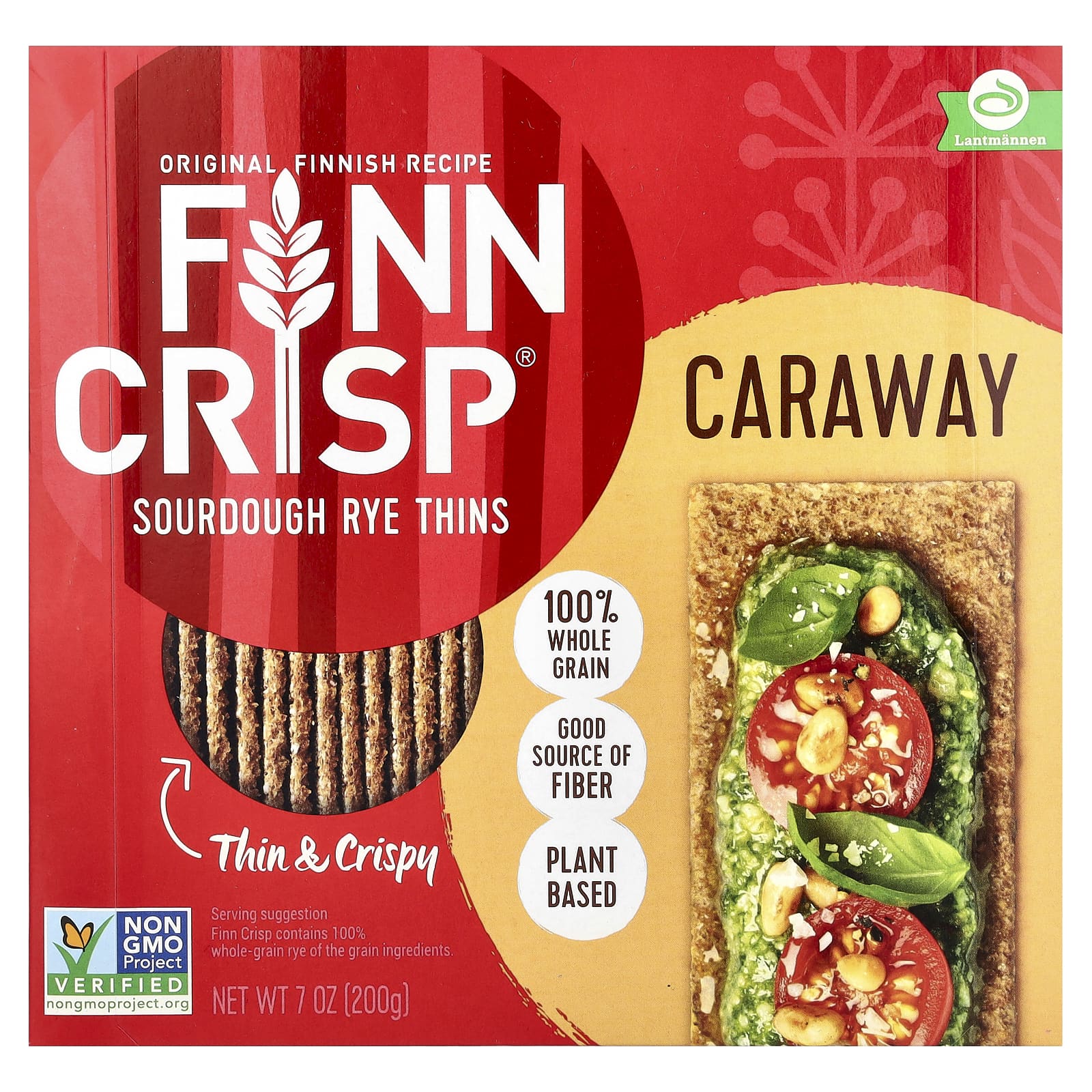 Crunchy Finnish Rye Thins in Sourdough Flavor with Caraway - Image 1