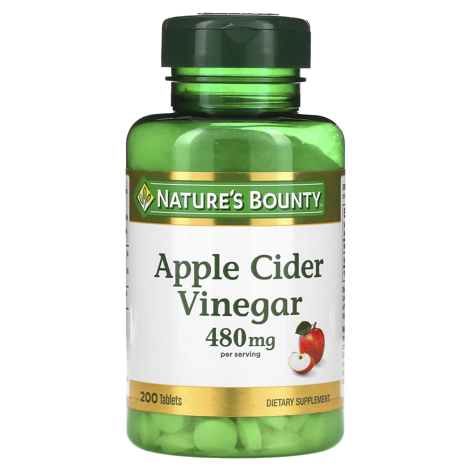 Nature's Bounty, Apple Cider Vinegar, 200 Tablets (240 mg per Tablet) - Image 1