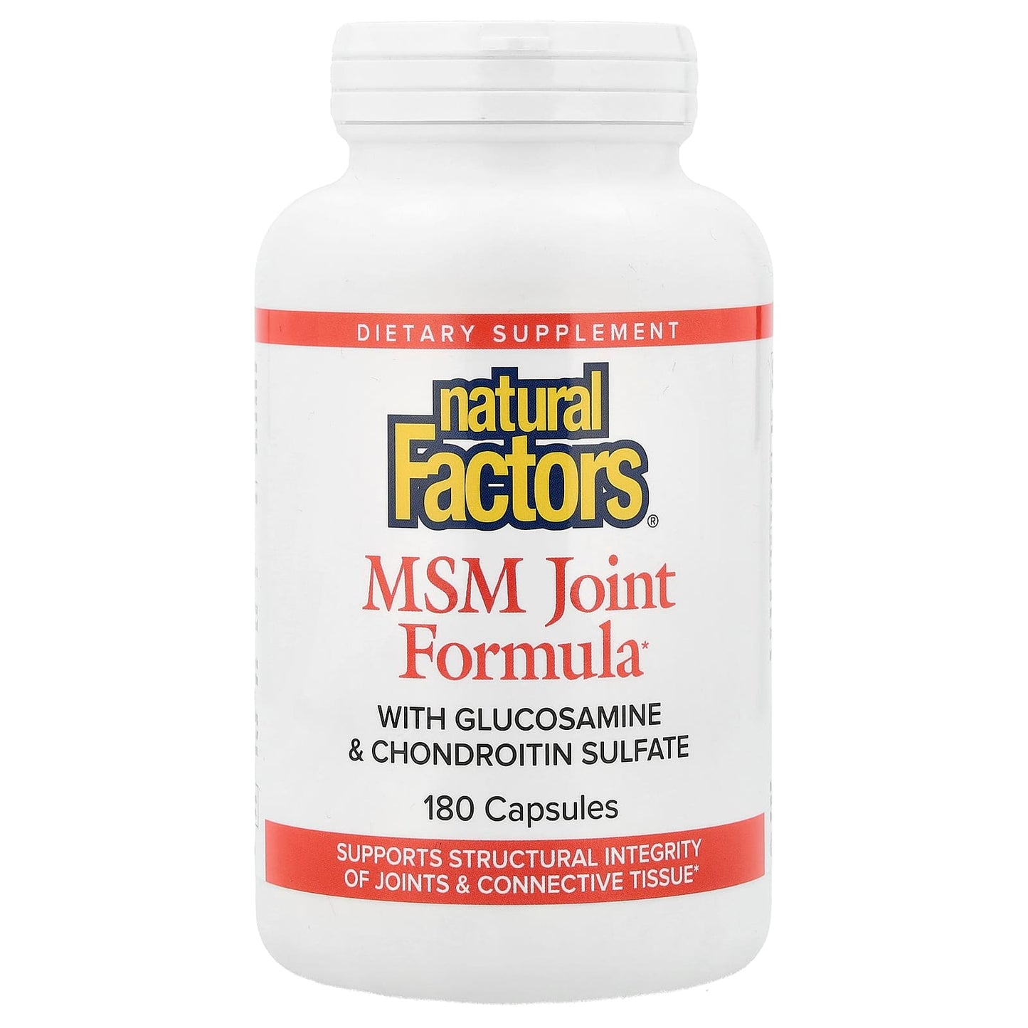 Natural Factors, MSM Joint Formula with Glucosamine & Chondroitin Sulfate, 180 Capsules - Image 1