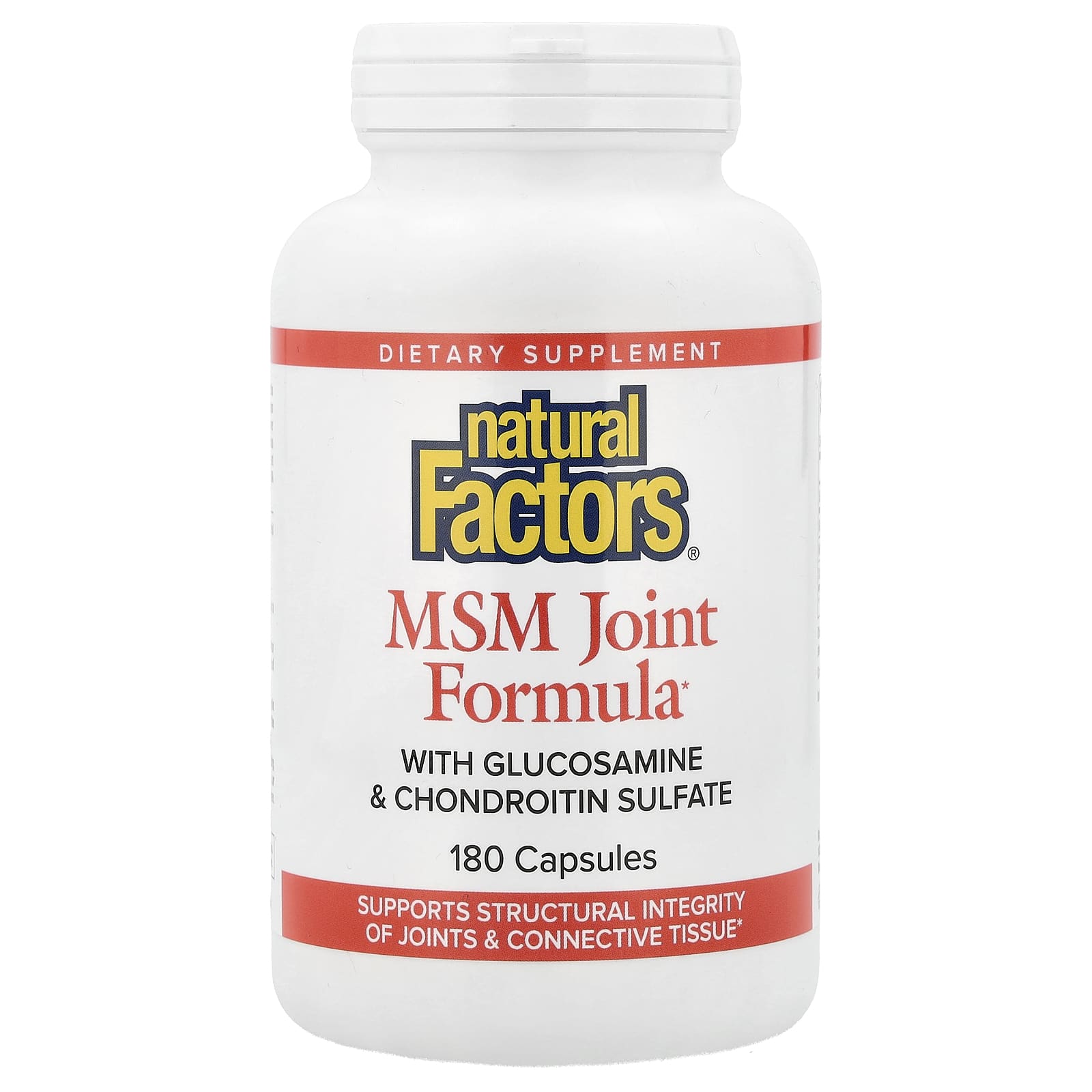 Natural Factors, MSM Joint Formula with Glucosamine & Chondroitin Sulfate, 180 Capsules - Image 1