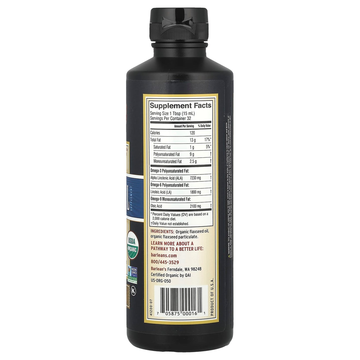 Barlean's, Organic Lignan Flax Oil, 16 fl oz (473 ml)