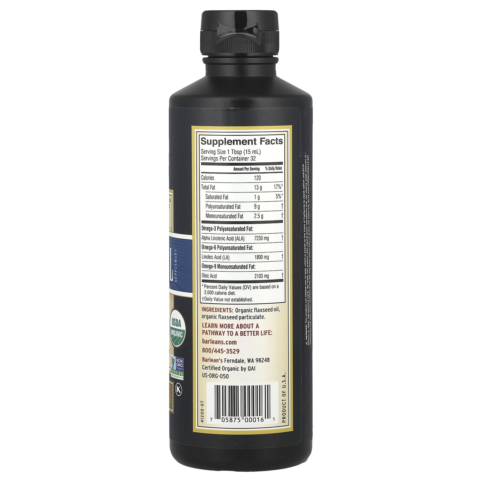 Barlean's, Organic Lignan Flax Oil, 16 fl oz (473 ml)