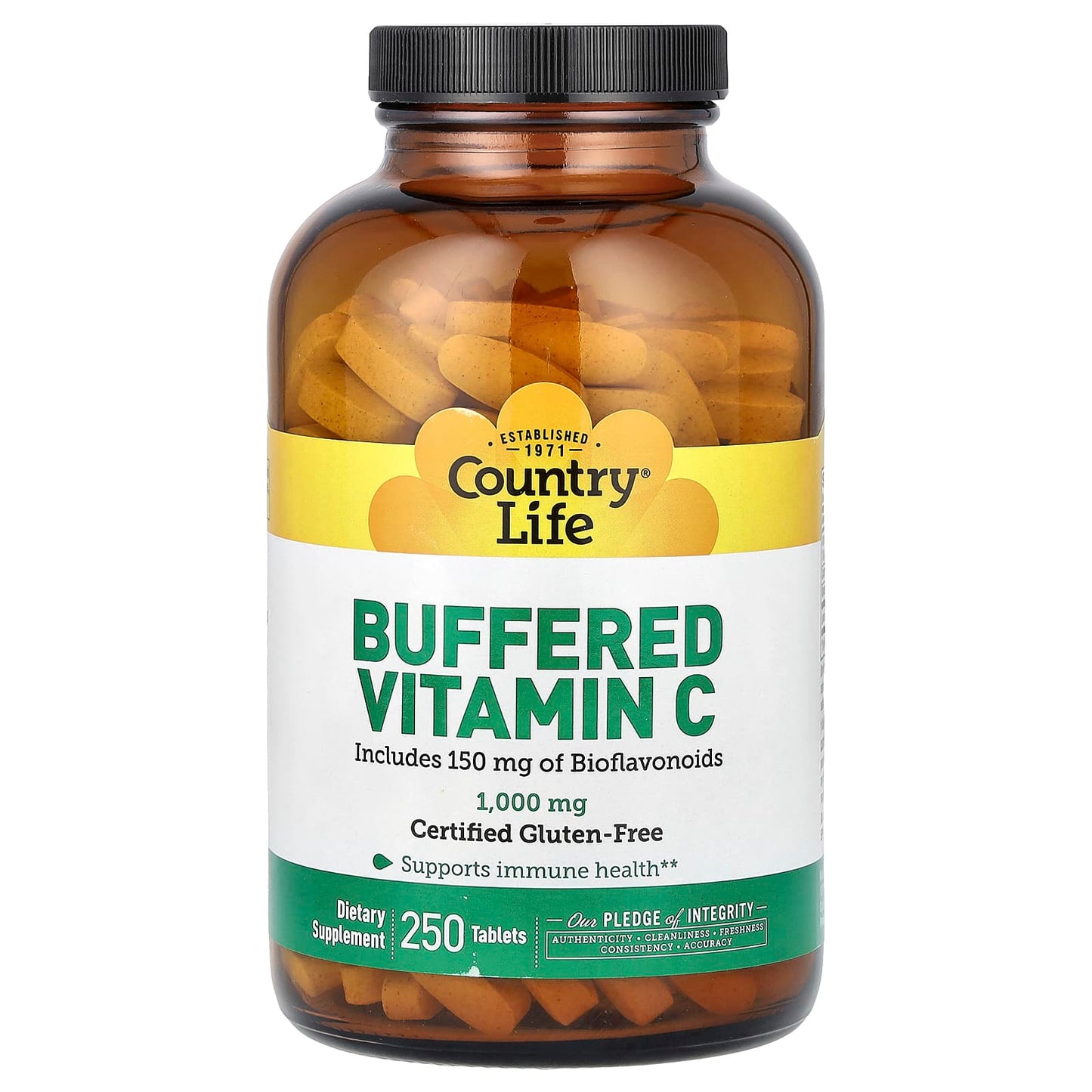 Country Life Buffered Vitamin C 1000mg 250 Tablets - Immune Health Support - Image 1