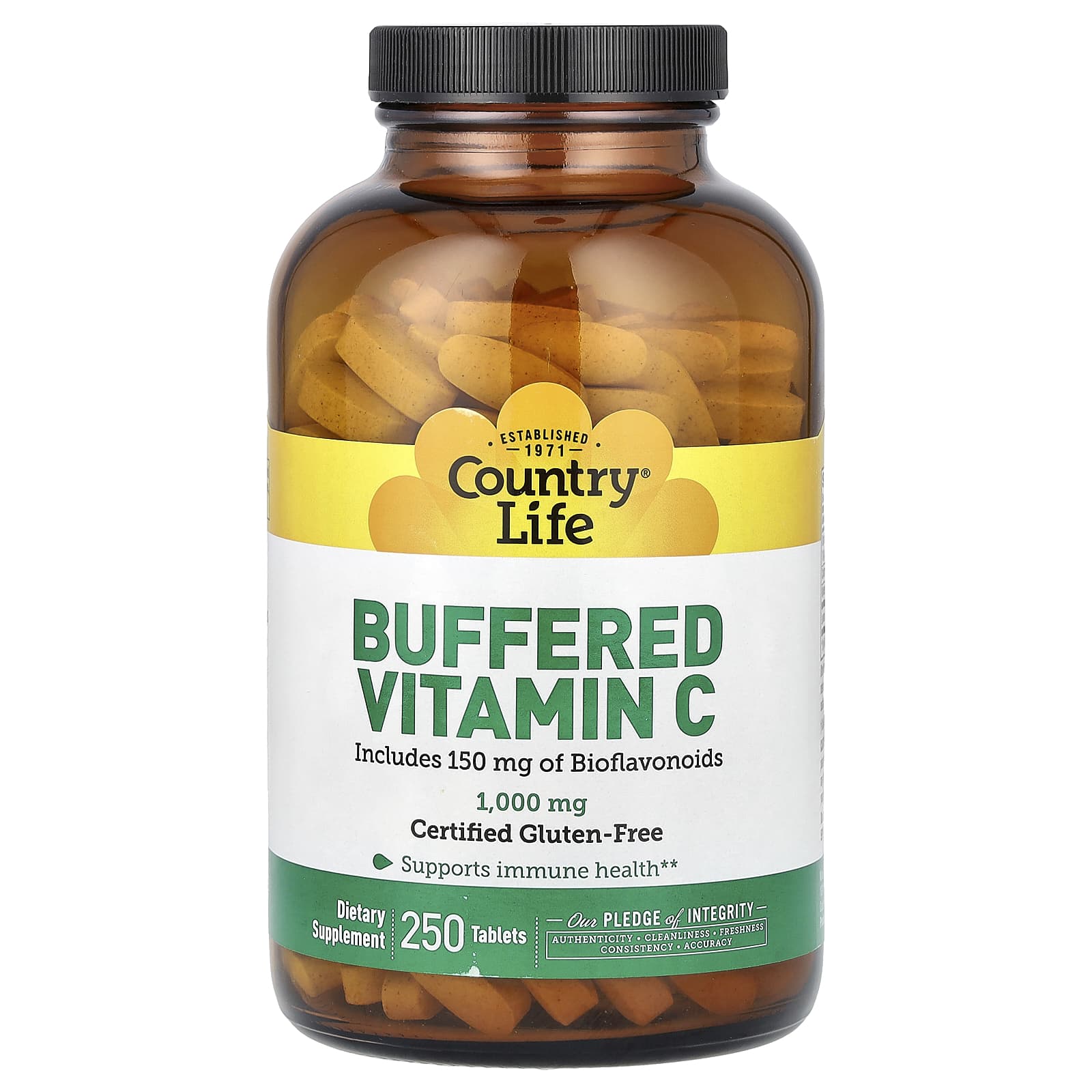 Country Life Buffered Vitamin C 1000mg 250 Tablets - Immune Health Support - Image 1