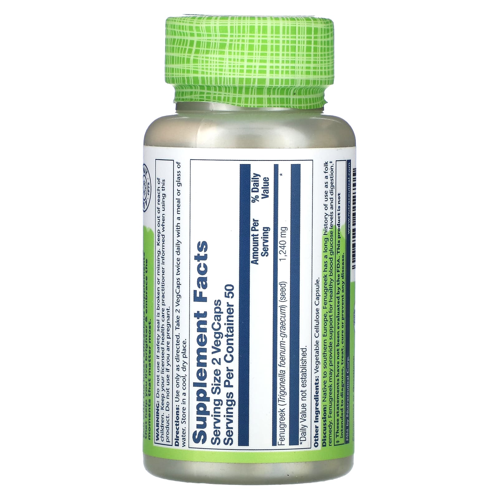 Solaray, True Herbs, Fenugreek, 100 VegCaps (620 mg per Capsule) - Image 2