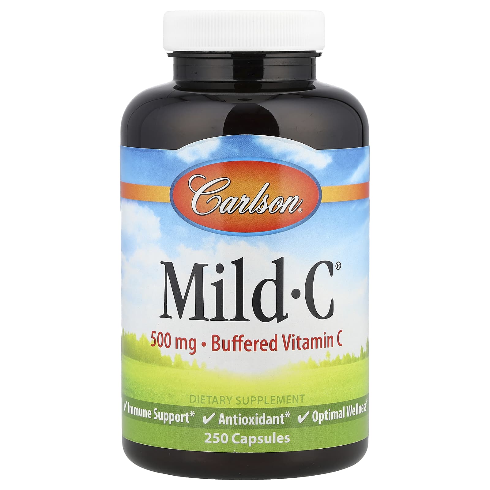 Boost Your Immune System with Carlson's Mild-C Buffered Vitamin C, 250 Capsules - Image 1