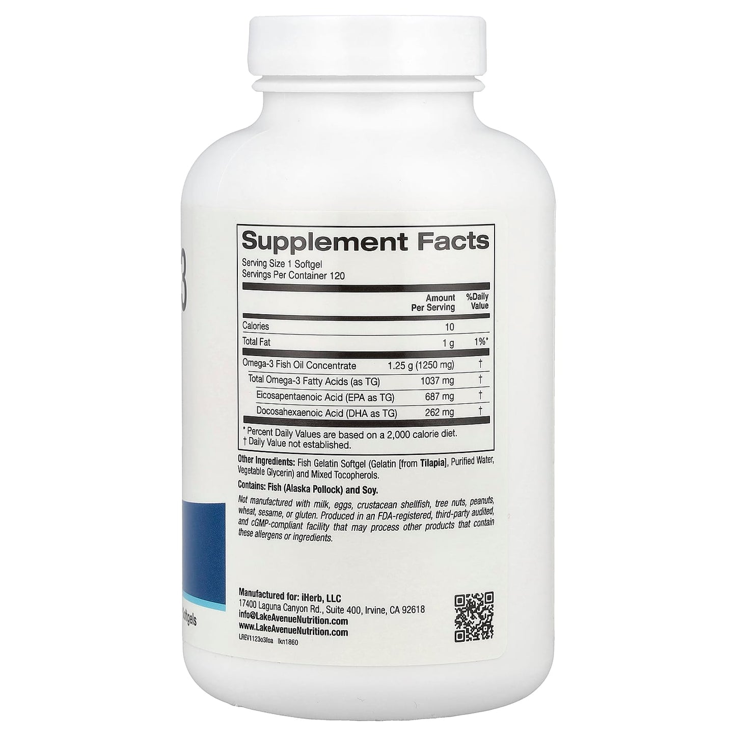 Omega-3 Fish Oil, 120 Softgels for Heart Health | Lake Avenue Nutrition - Image 2