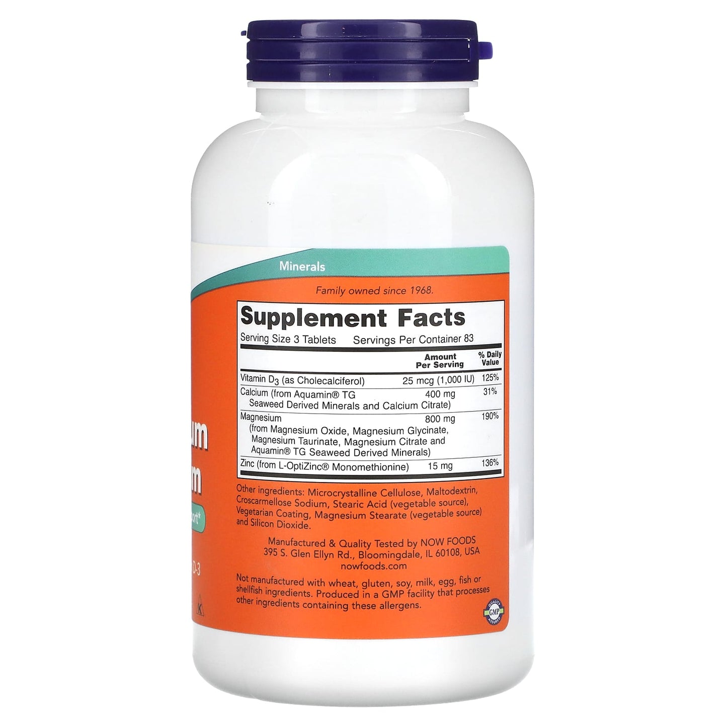 NOW Foods, Magnesium & Calcium, 250 Tablets - Image 2