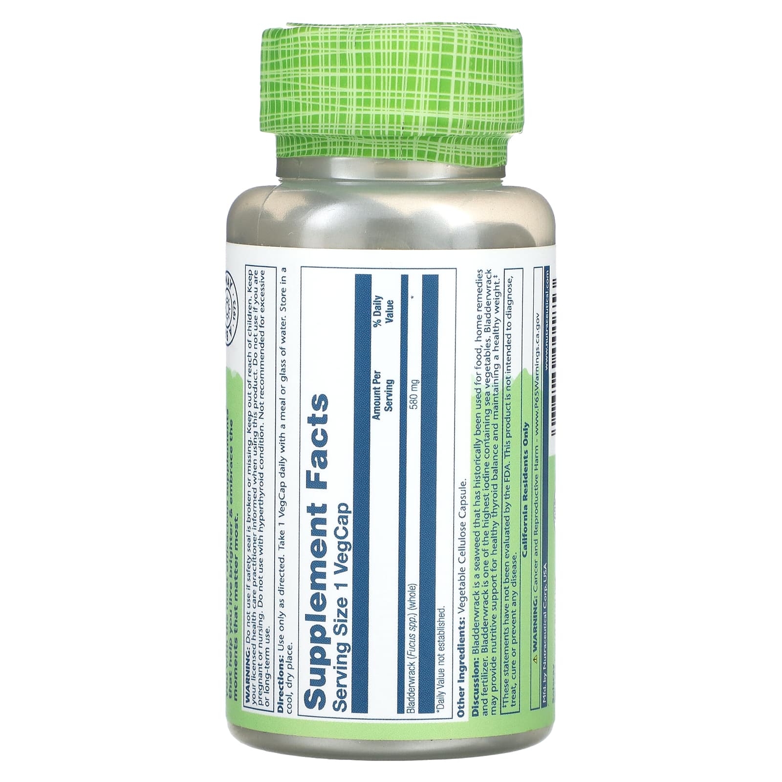 Solaray, True Herbs, Bladderwrack, 580 mg, 100 VegCaps - Image 2