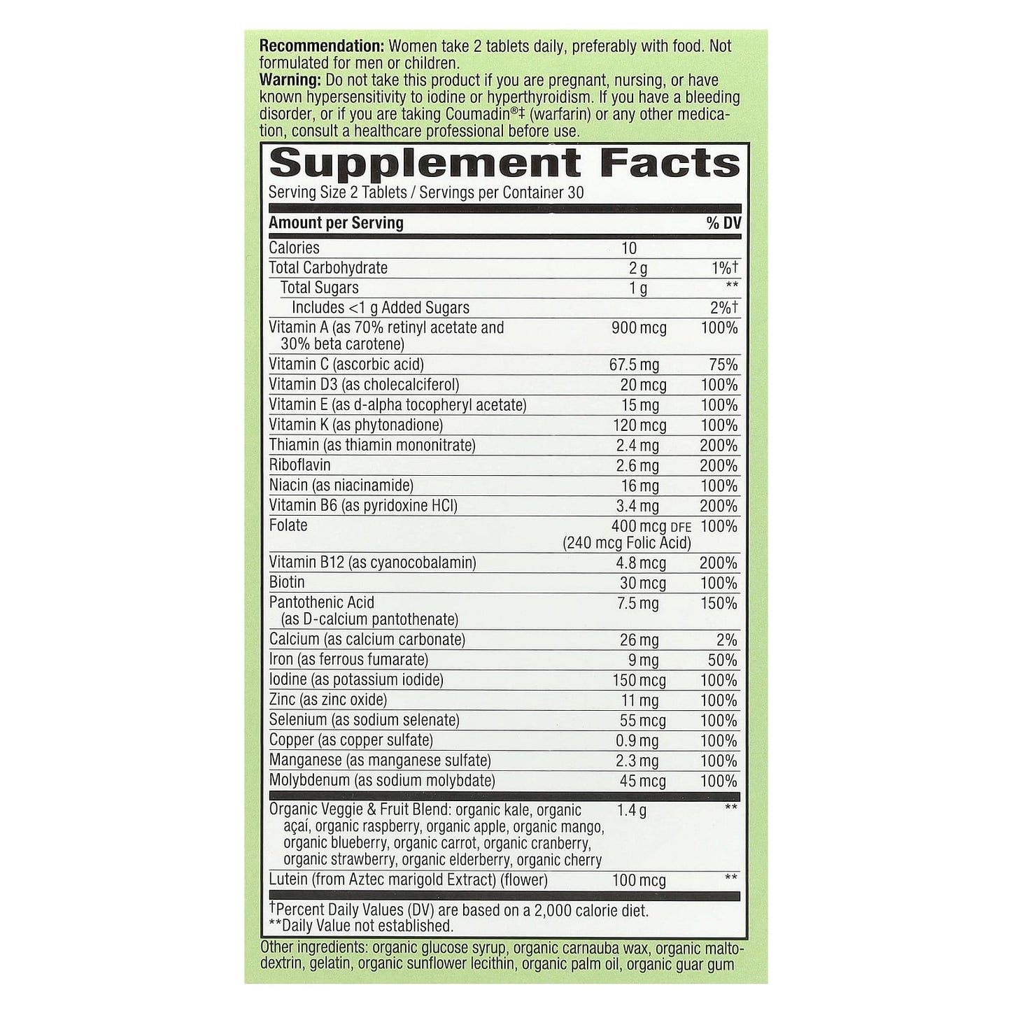 Nature's Way, Alive! Garden Goodness, Women's Multivitamin, 60 Tablets - Image 2