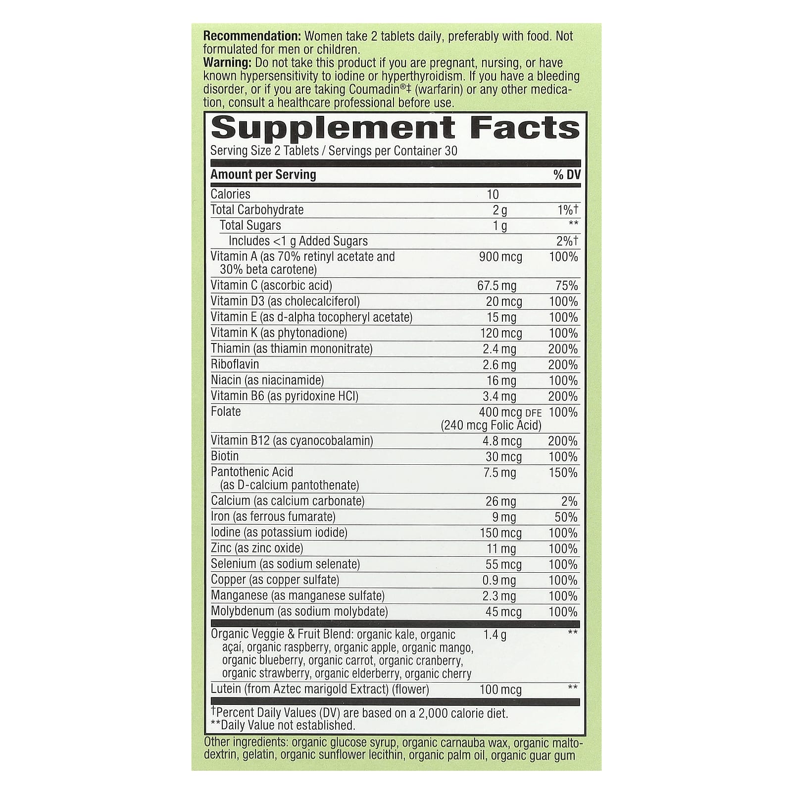 Nature's Way, Alive! Garden Goodness, Women's Multivitamin, 60 Tablets - Image 2
