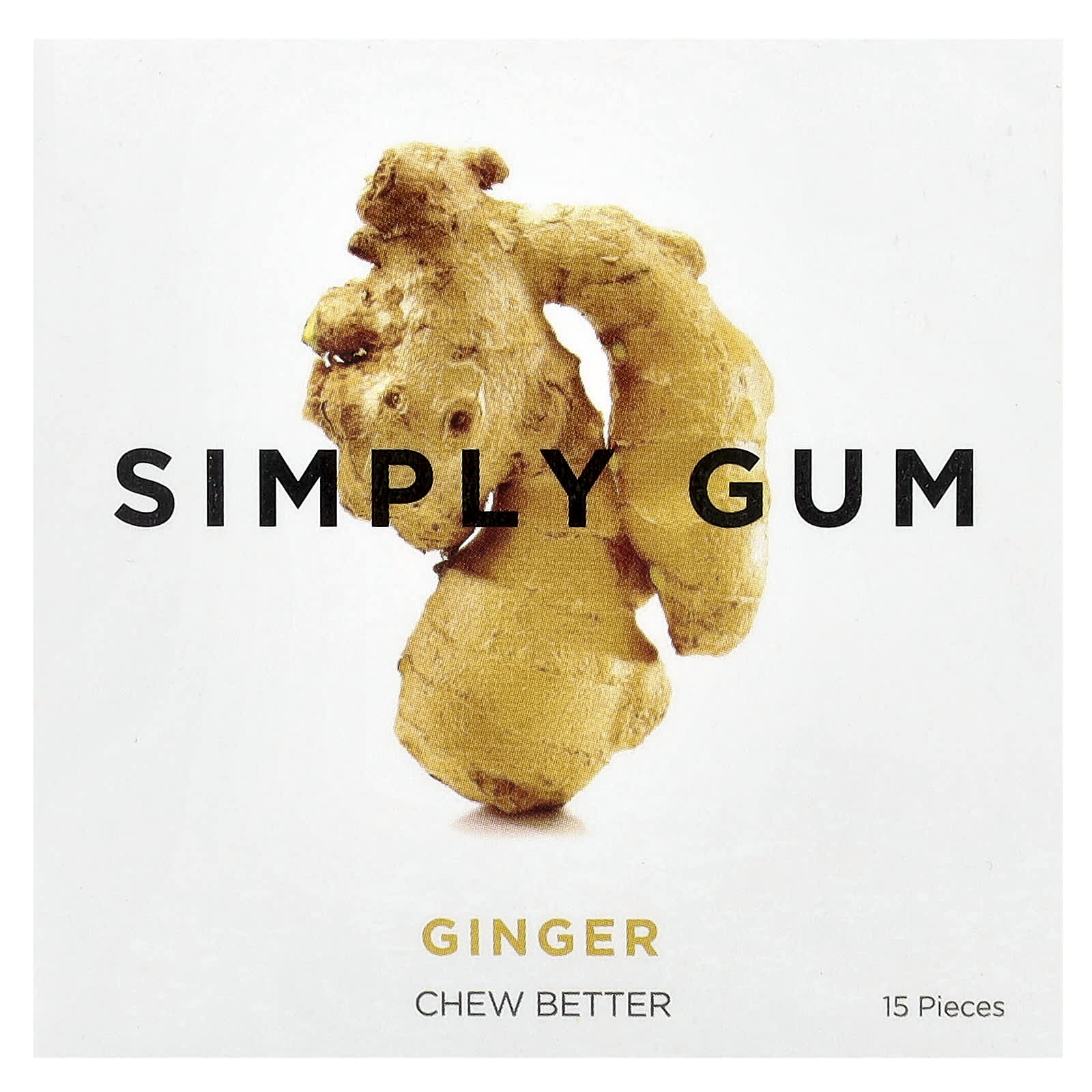 Simply Gum, Chewing Gum, Ginger , 15 Pieces - Image 1