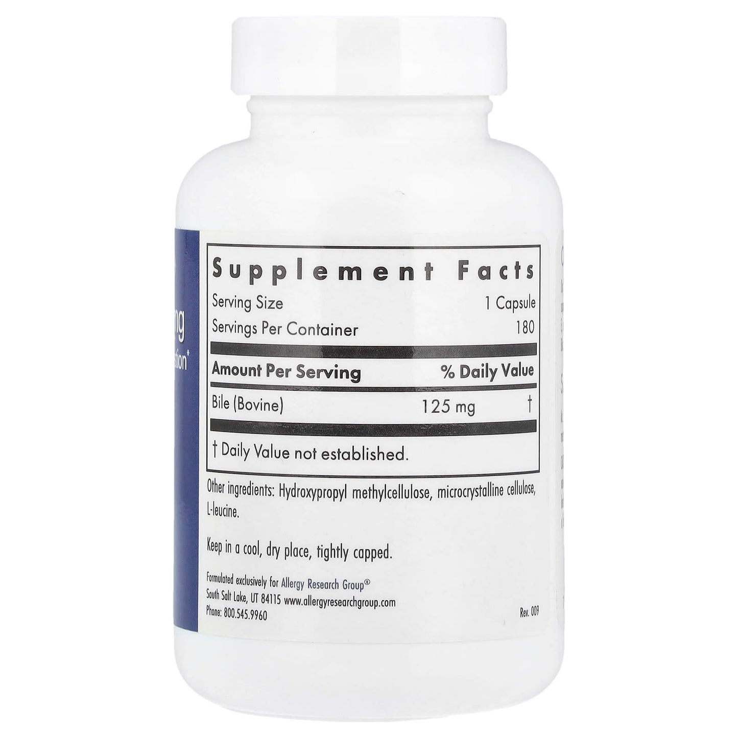 Allergy Research Group Ox Bile Supplement 125mg 180 Capsules - Image 2