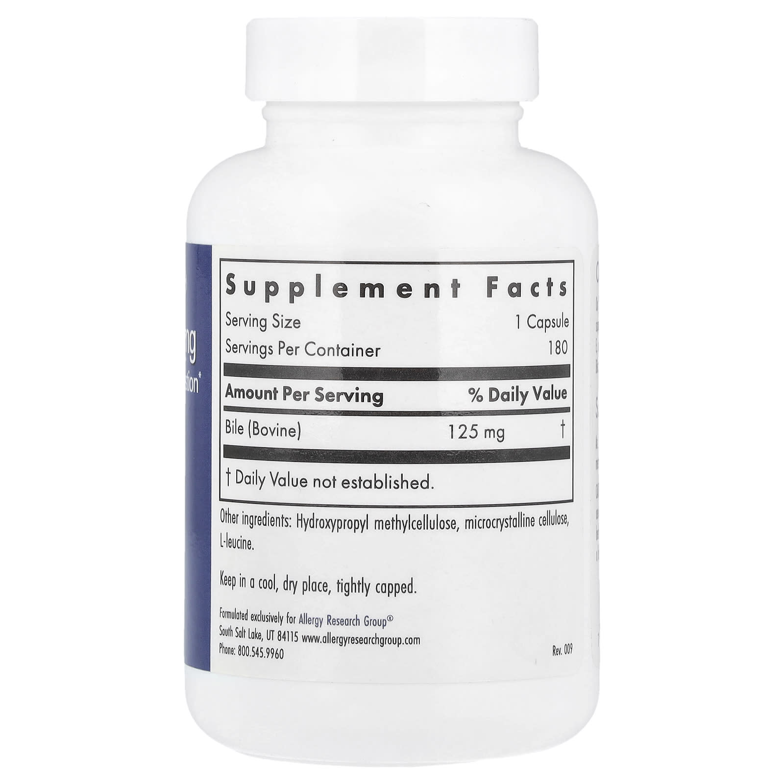 Allergy Research Group Ox Bile Supplement 125mg 180 Capsules - Image 2