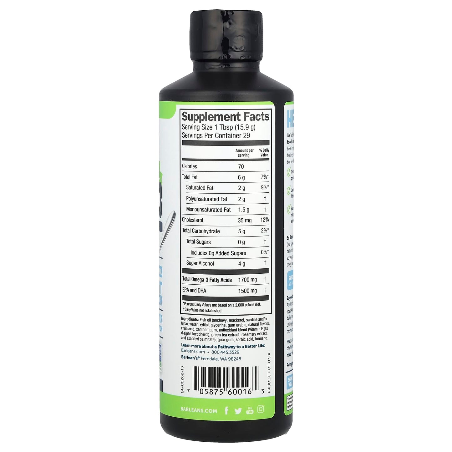 Barlean's Omega-3 from Fish Oil - Key Lime Pie, 16 oz, Gluten Free, Non-GMO - Image 2