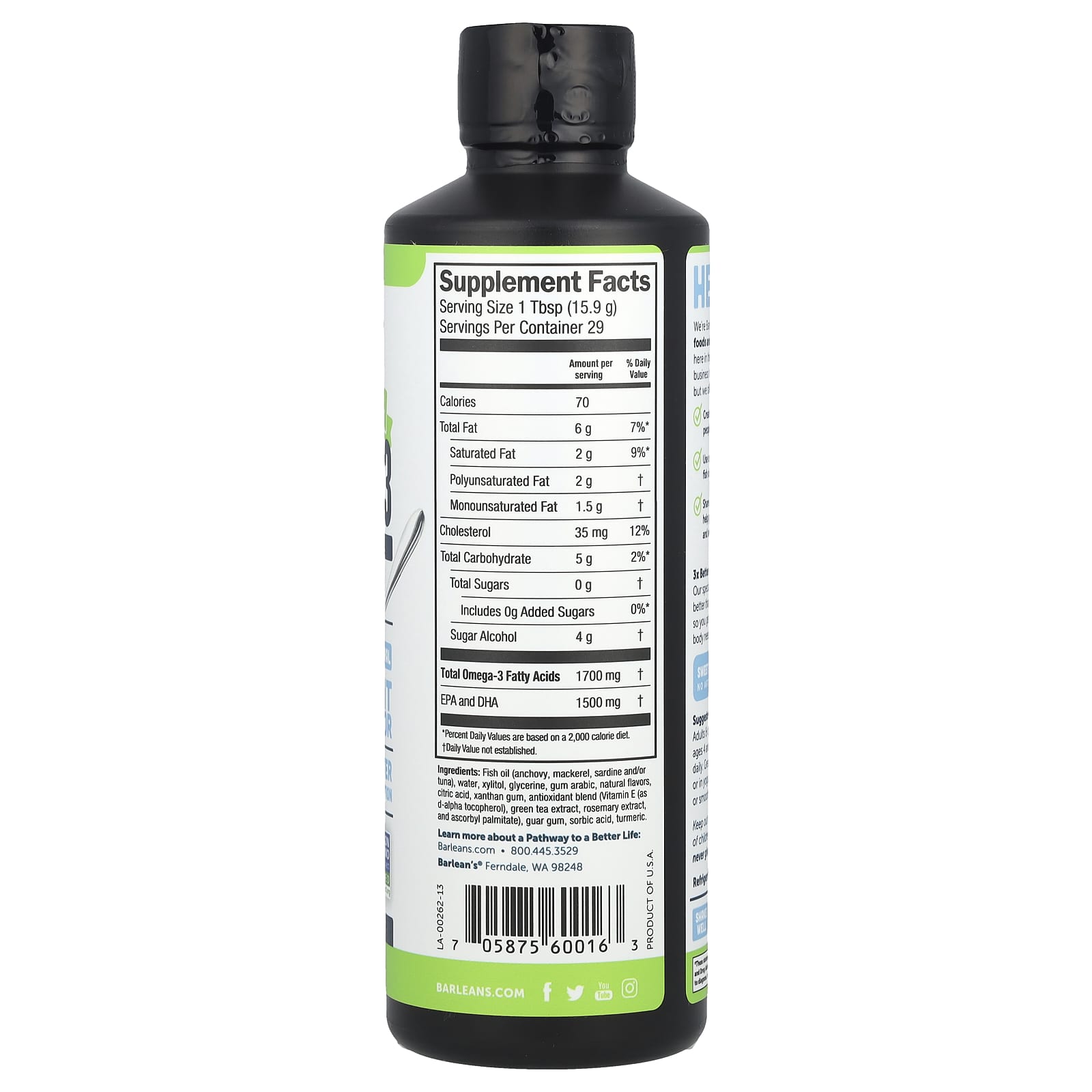 Barlean's Omega-3 from Fish Oil - Key Lime Pie, 16 oz, Gluten Free, Non-GMO - Image 2