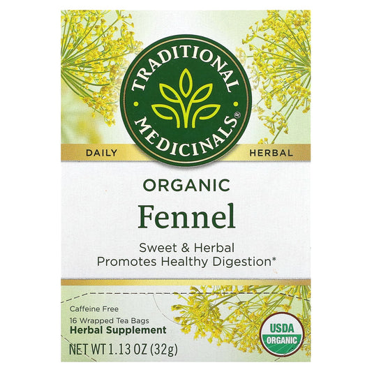 Traditional Medicinals, Organic Fennel, Caffeine Free, 16 Wrapped Tea Bags, 1.13 oz (32 g) - Image 1