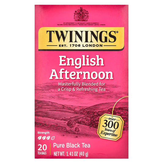 Twinings, Pure Black Tea, English Afternoon, 20 Tea Bags, 1.41 oz (40 g) - Image 1