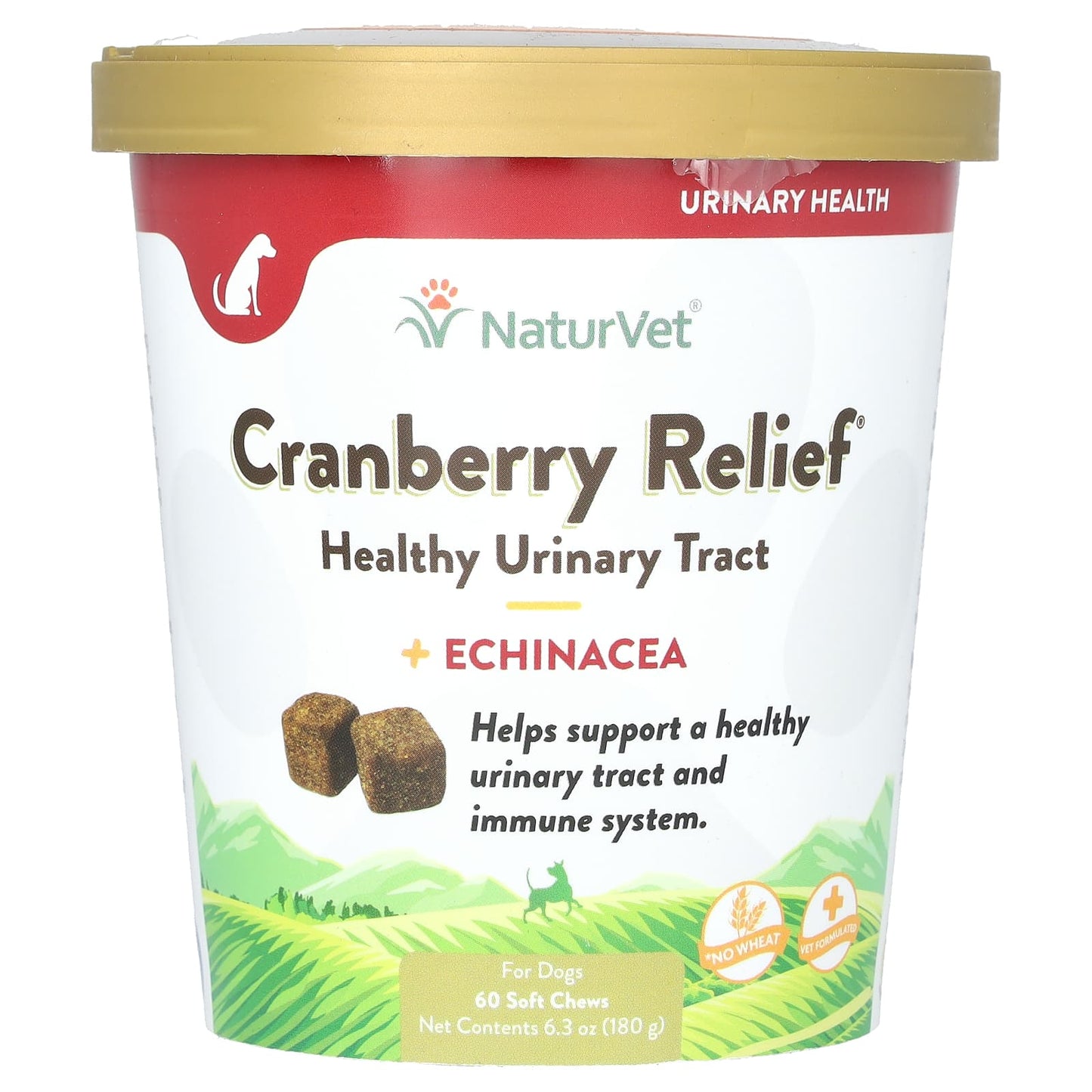 NaturVet, Cranberry Relief, Healthy Urinary Tract + Echinacea, For Dogs, 60 Soft Chews, 6.3 oz (180 g) - Image 1