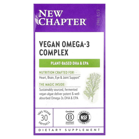 New Chapter, Vegan Omega-3 Complex, 30 Softgels - Image 1